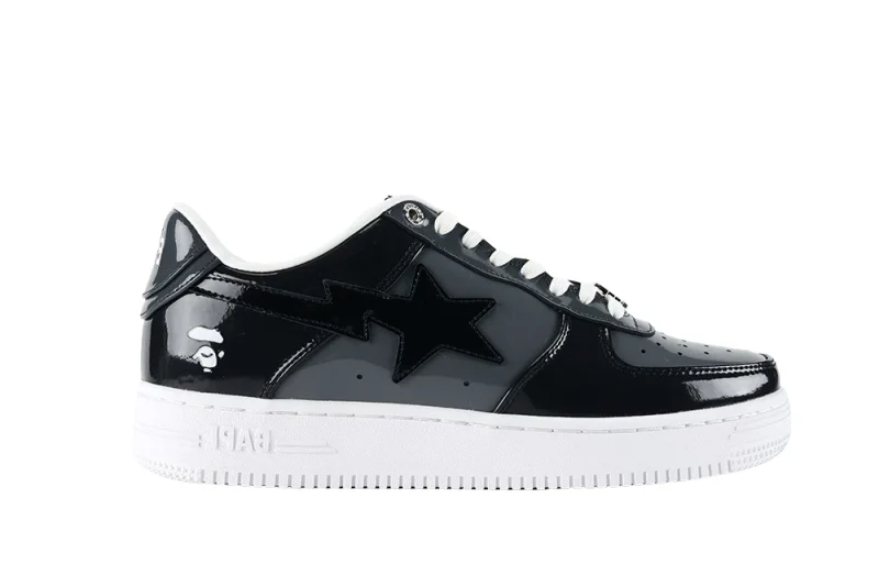 BapeSta Black Leather Shoes Reps