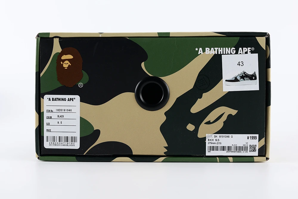 A Bathing Ape Bape Sta Black Leather Shoes