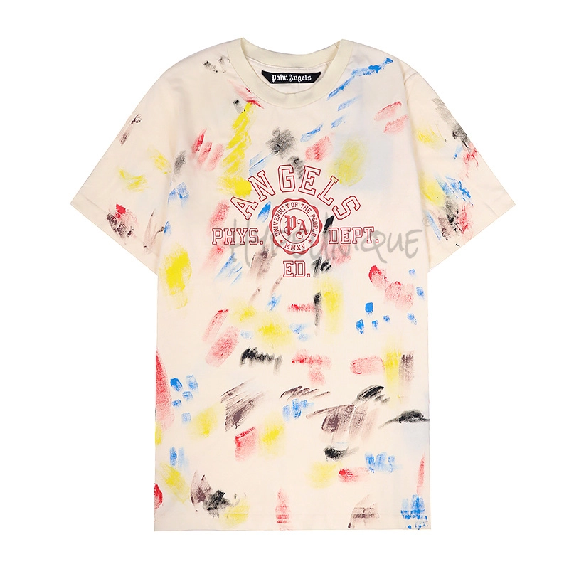 Palm Angels Painted College T-shirt Off White/Red